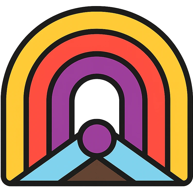 a minimalistic smooth arc rainbow in the intersex inclusive progress pride colors, no background emoji
