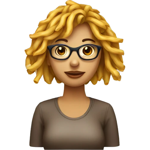 Chica con pelo muy largo con gafas de pasta marrones emoji