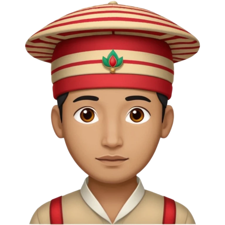 man wearing a Nepali Dhaka topi with stripes and design on it emoji