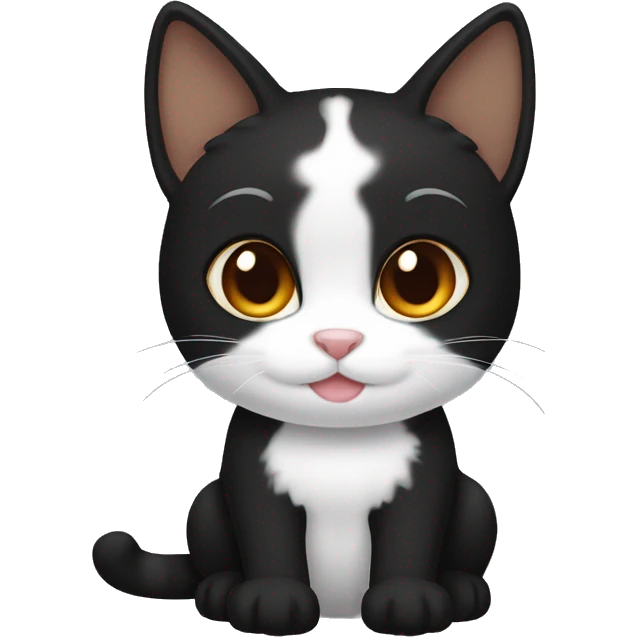 Dark black and Brown tabi cat cat with white emoji