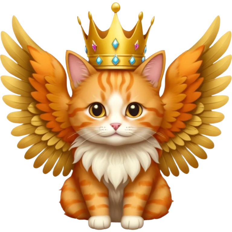 An orange cat with wings wearing a crown  emoji