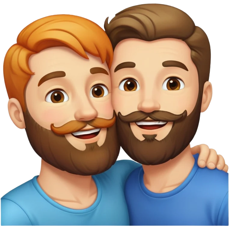 Gay bearded men kissing emoji