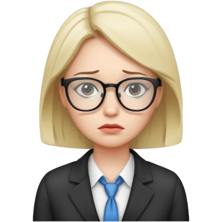 female office worker sad face emoji
