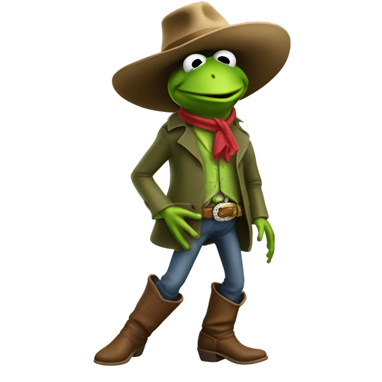 Kermit the frog fighting a cowboy emoji