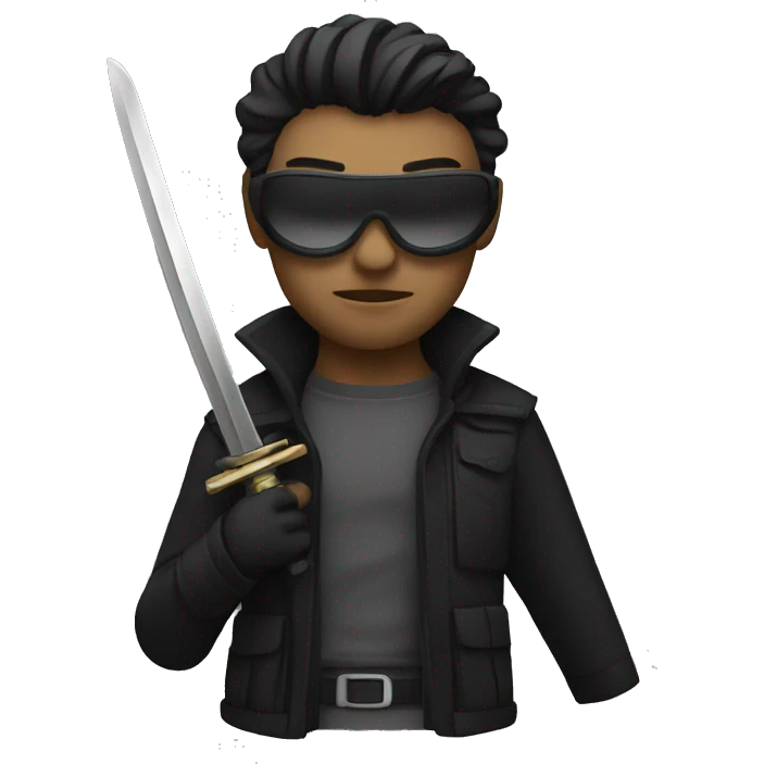Noir avec un katana emoji