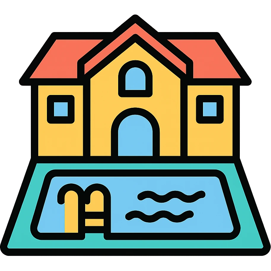 luxury home with indoor pool, color outline icon emoji