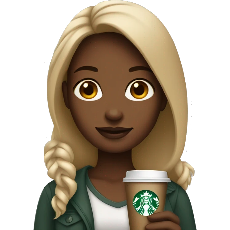 girl with starbucks coffee emoji
