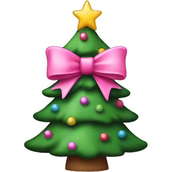 christmas tree with pink bow emoji