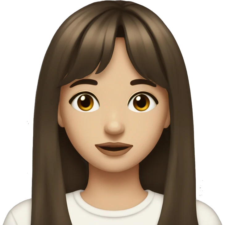 a brunette long layer with curtain bangs girl aesthetic  emoji