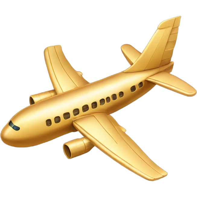 Golden airplane with feathers for wings emoji