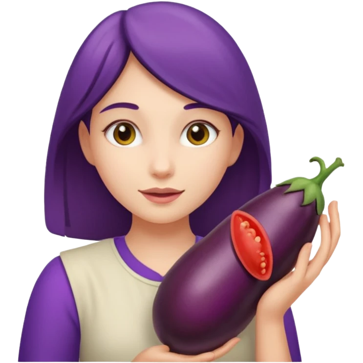 girl holding brinjal emoji