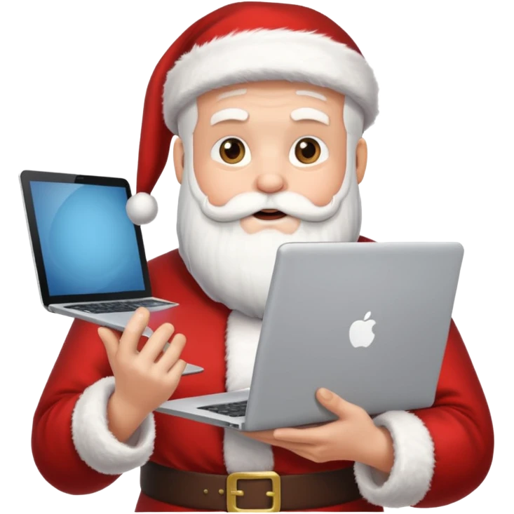 santa god with laptop, direct front emoji