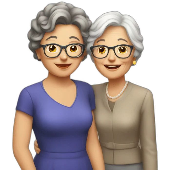 Classmates Reunion with older lady teacher emoji