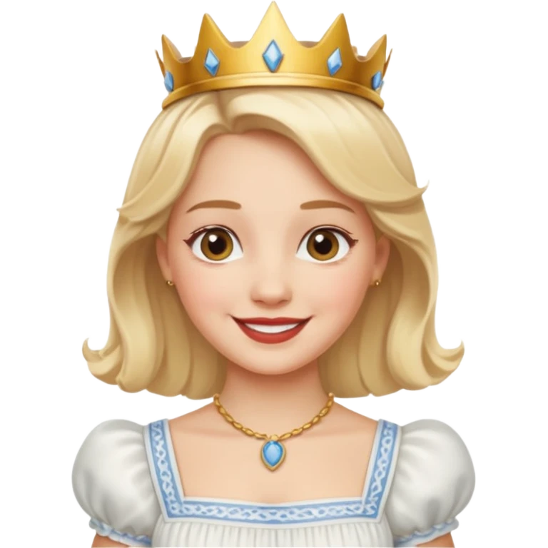 dorothy queen blonde hair, white dress emoji