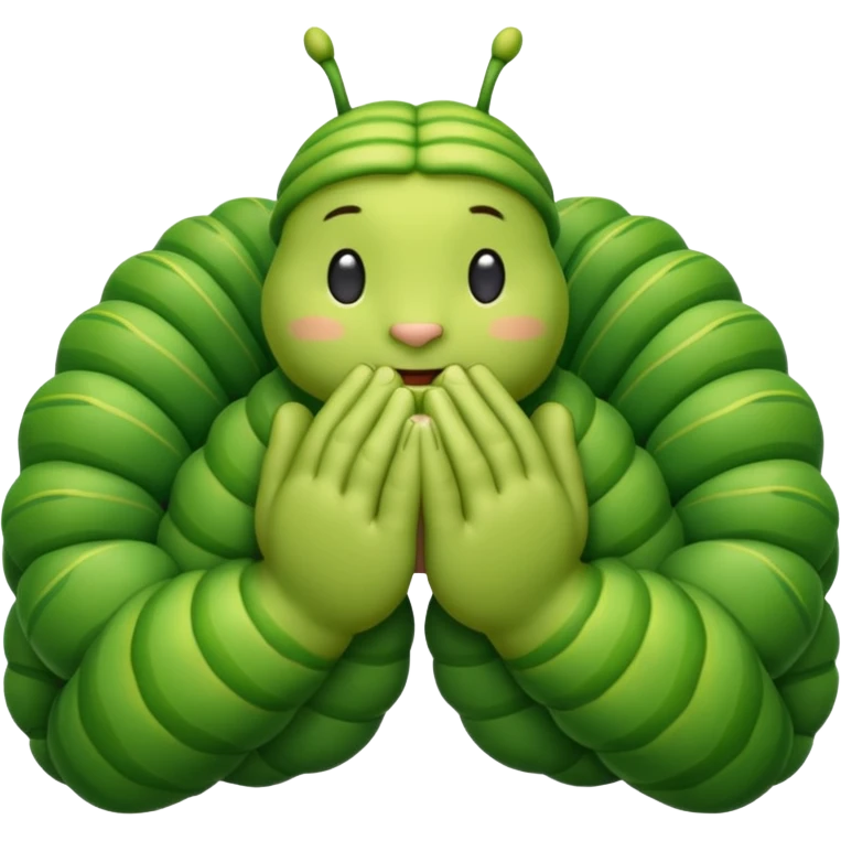 google catepillar emoji with three praying hands emoji