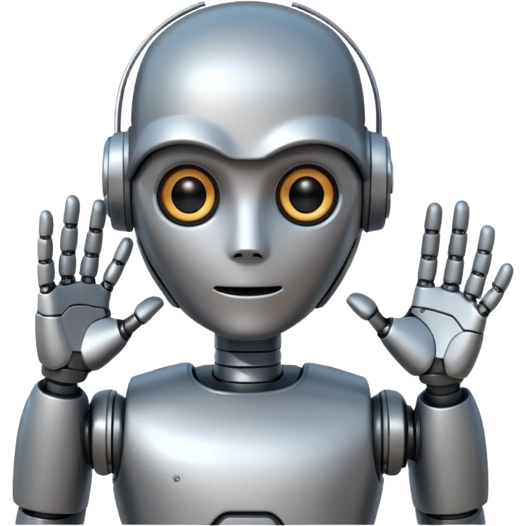 robot asking with hand emoji