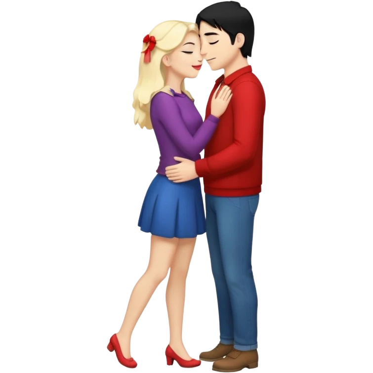 couple kissing black hair man blonde woman full body emoji