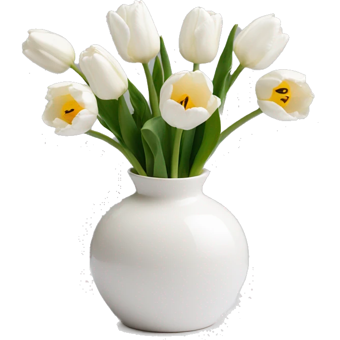 White tulips in white donut vase emoji