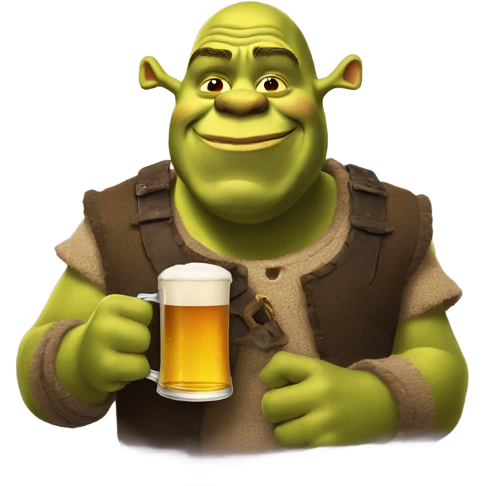 Shrek drinking a beer emoji