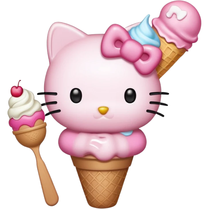 Hello kitty with a ice cream emoji