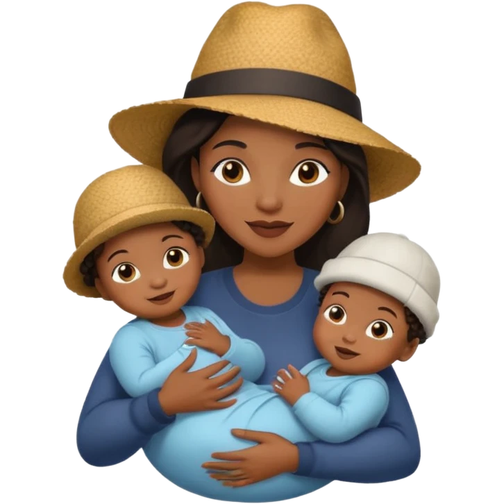 black Mother with Hats with her baby emoji