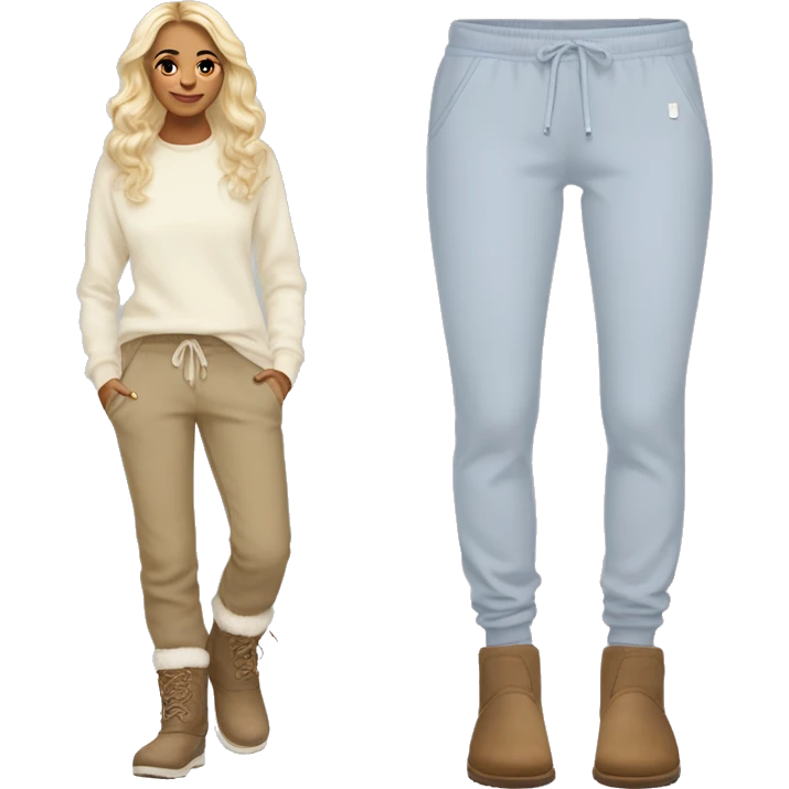 cute preppy light colored sweatpants with disquette uggs emoji