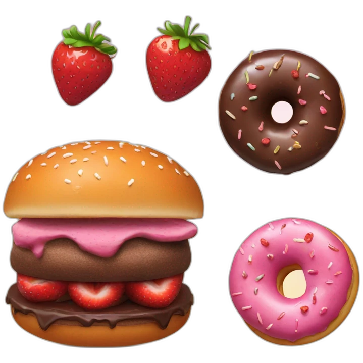 a sweet chocolate and strawberry burger with doughnut buns emoji