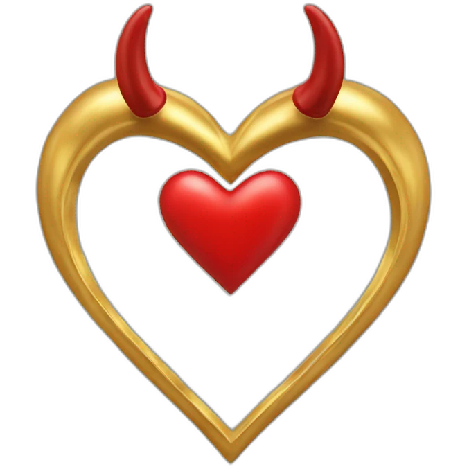 Gold heart frame with red horns emoji