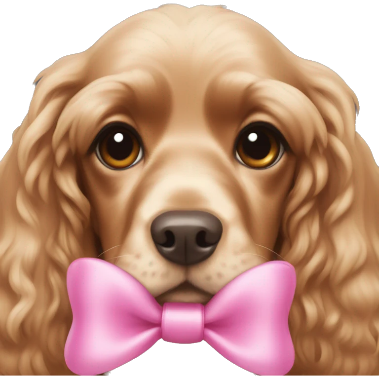 Cocker spaniel with a pink bow on the top head emoji