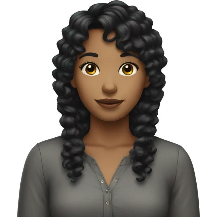 Girl with curly black hair bangs emoji