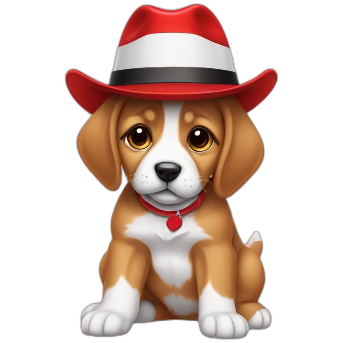 Coke hat on a puppy emoji