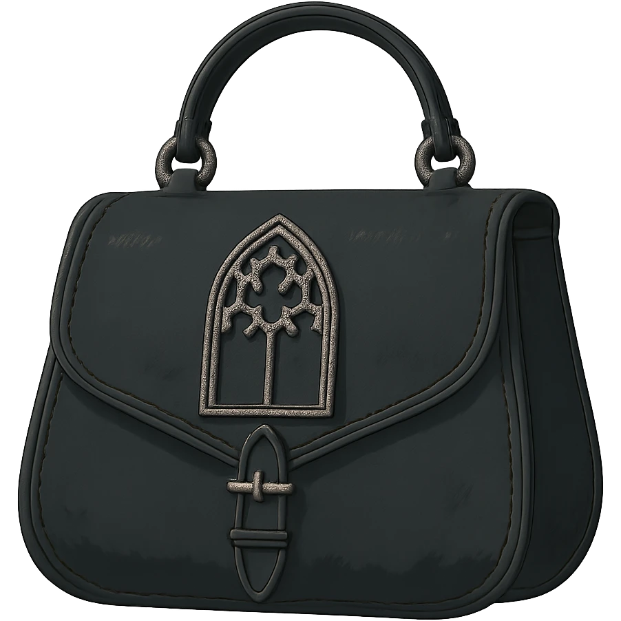 Back white gothic purse without background emoji