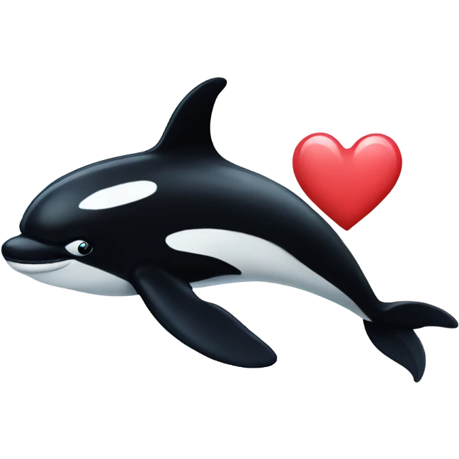 Orca with a love heart emoji
