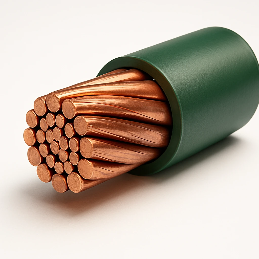 copper cable with green insulation, detailed, icon style emoji