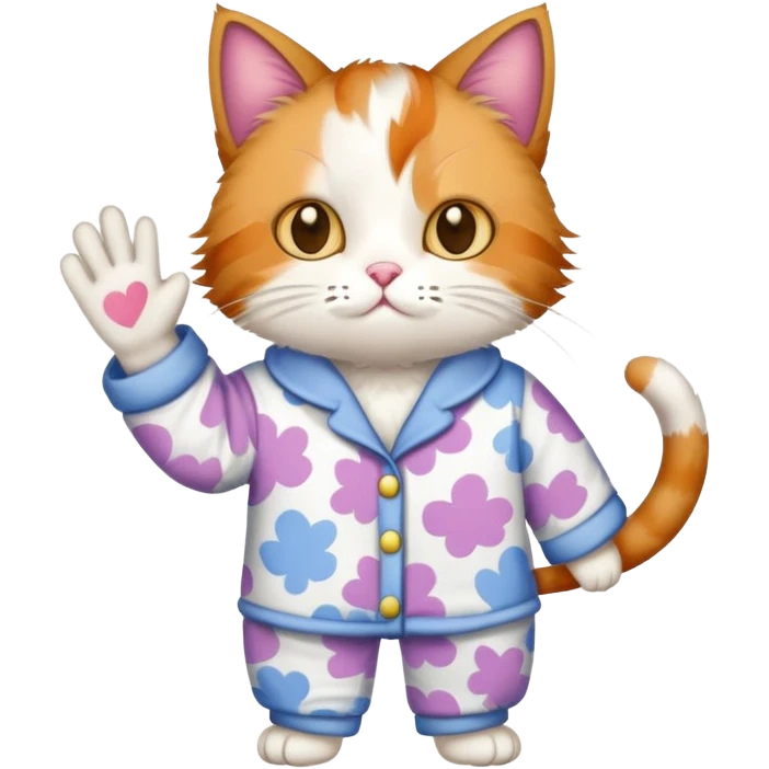 cat in pajamas holding a ‘NO’ sign emoji