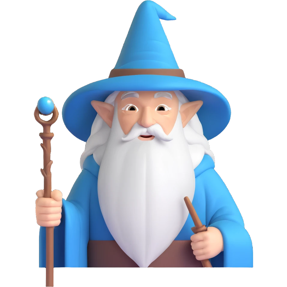 Gandalf wizard with staff and pointy hat emoji
