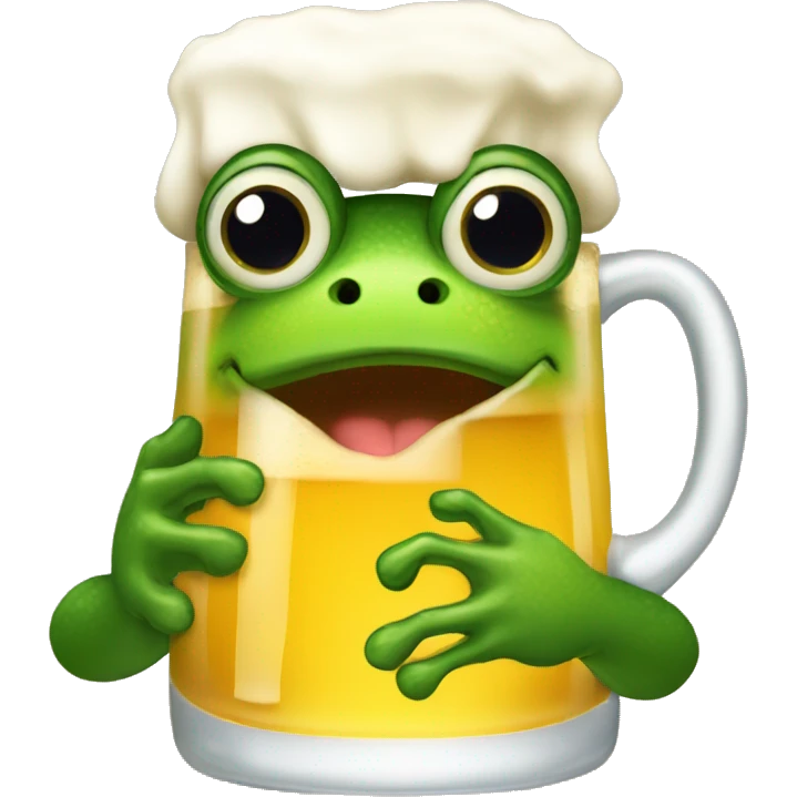 The frog drinks beer emoji