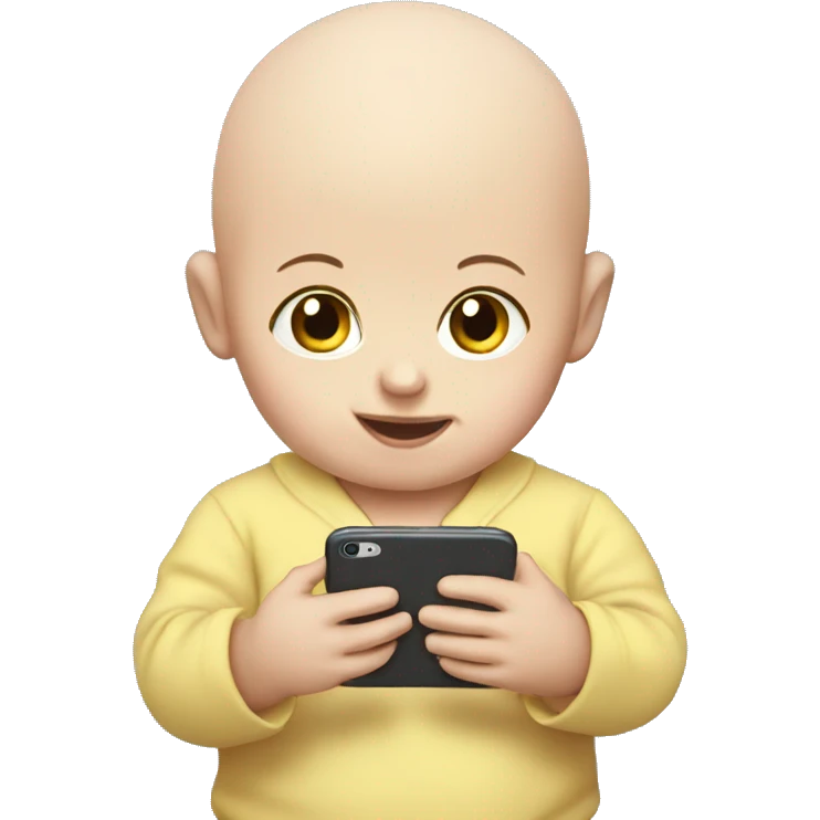 a bald baby with smartphone in its hands emoji