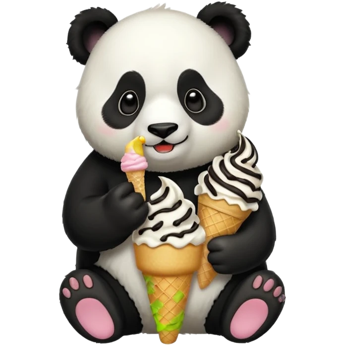 Panda eating ice cream emoji
