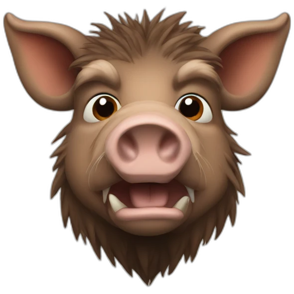 furries brown boar with tusks emoji