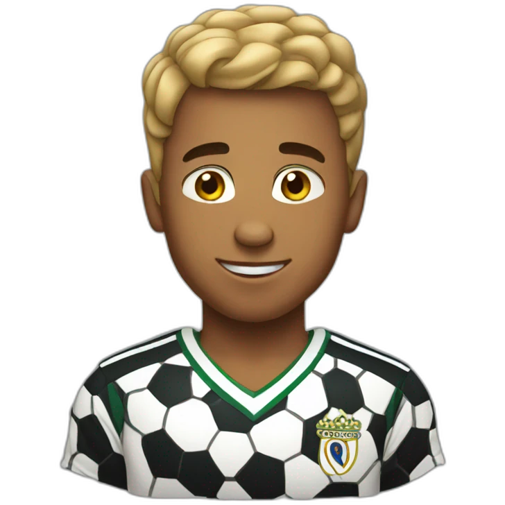 young man with short hair goofy soccer player emoji