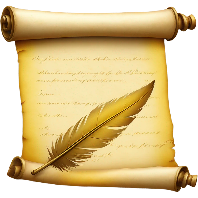 yellow Quill pen writing on parchment scroll emoji