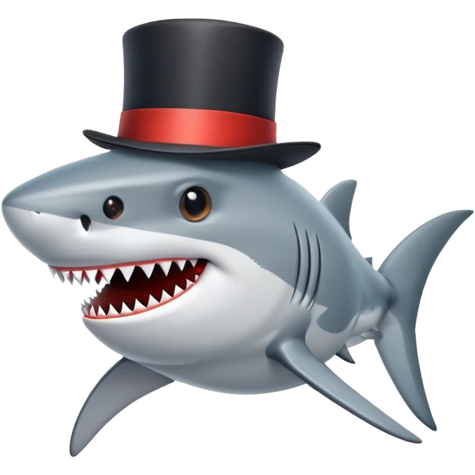 Shark with a top hat emoji