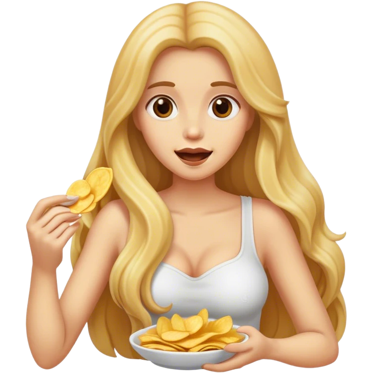 long hair lady with chips emoji