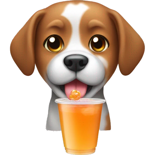 A dog drinking boba emoji