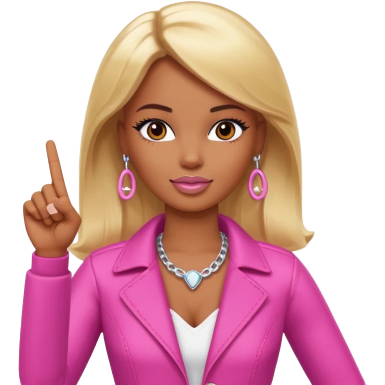 Brown skin blonde hair brown eyed barbie shooting the middle finger  emoji