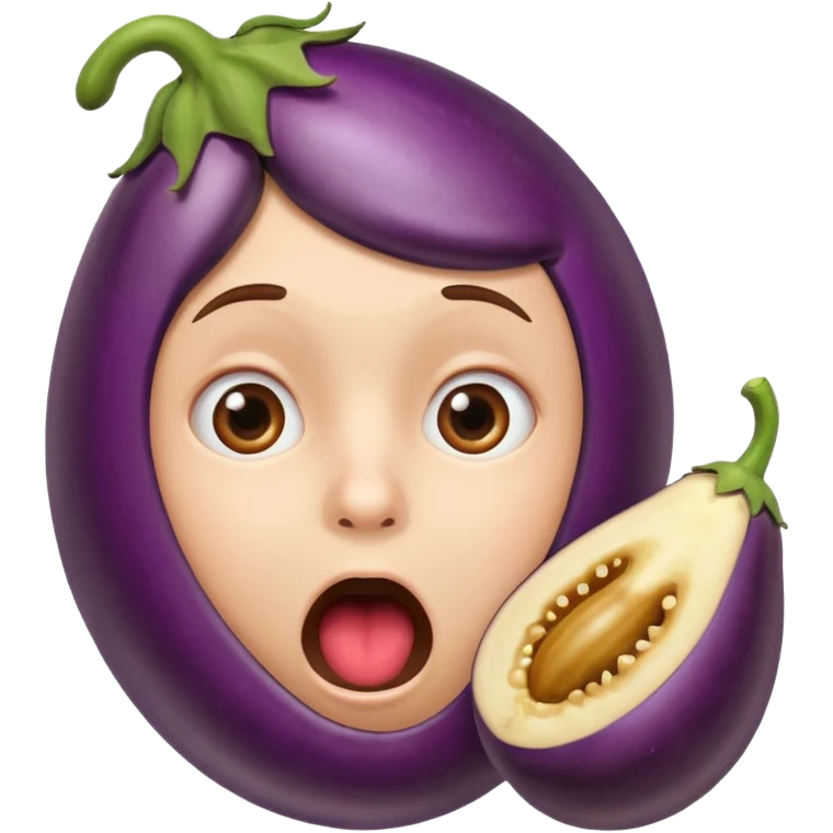 Shocked face with eggplant in mouth  emoji