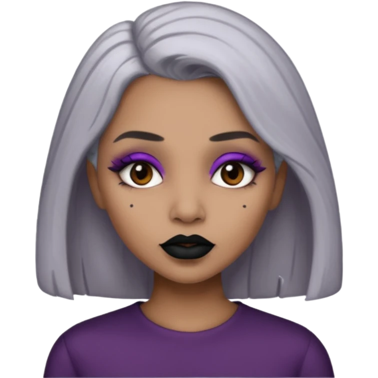 Light brown skin  grey hair black lips girl emoji