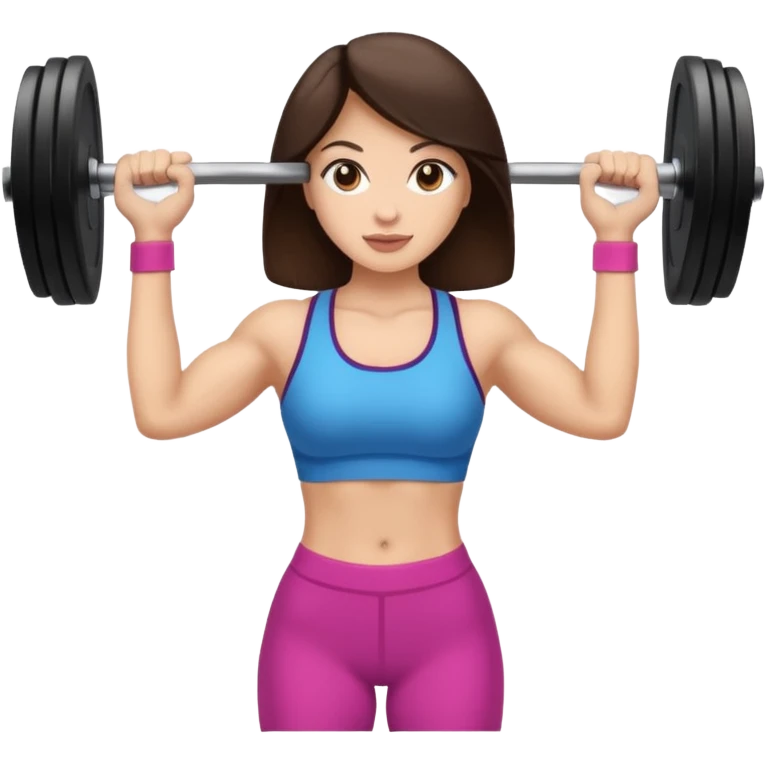 Beautiful brunette woman lifting weights  emoji