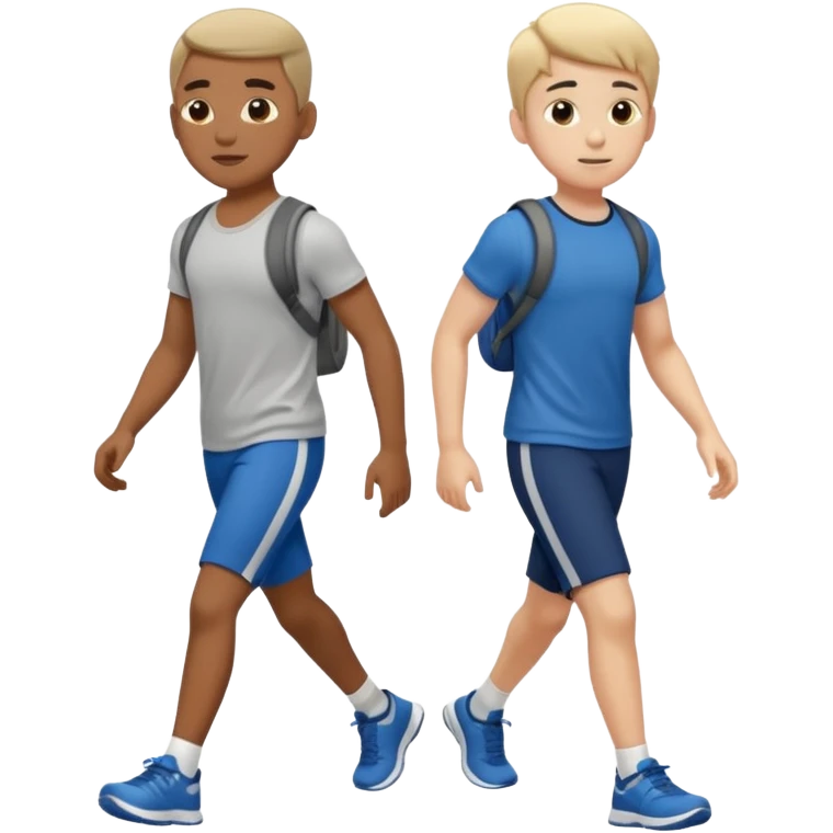 two boys walking, wearing gym clothes, full body emoji